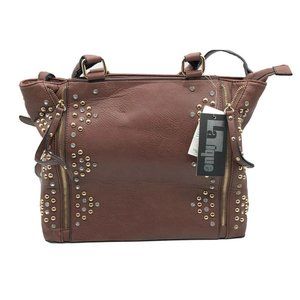 LATique Shoulder Bag Crossbody Purse Handbag Faux Leather Studded Brown